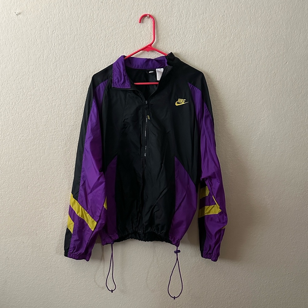 90’s Vintage Nike Black and Purple Bomber Jacket